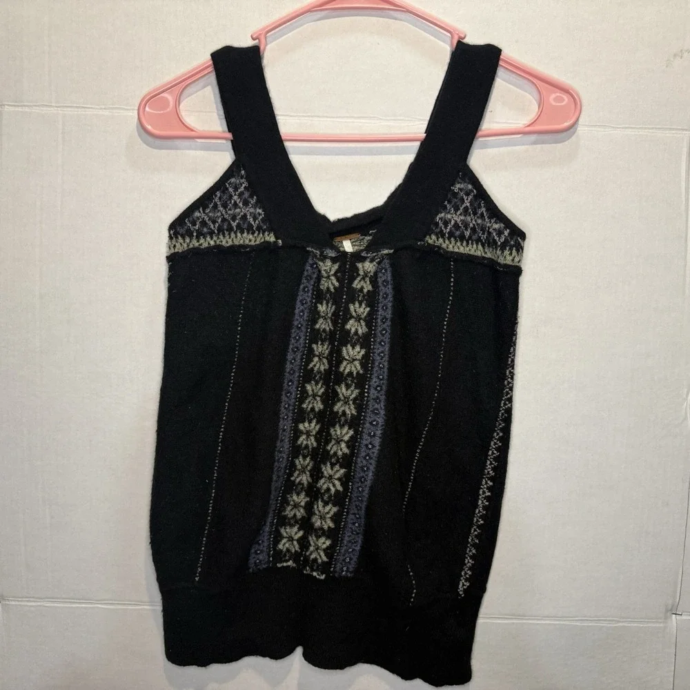 Free People Y2K Women's Size M Wool Blend Nordic Knit Sleeveless Sweater Top